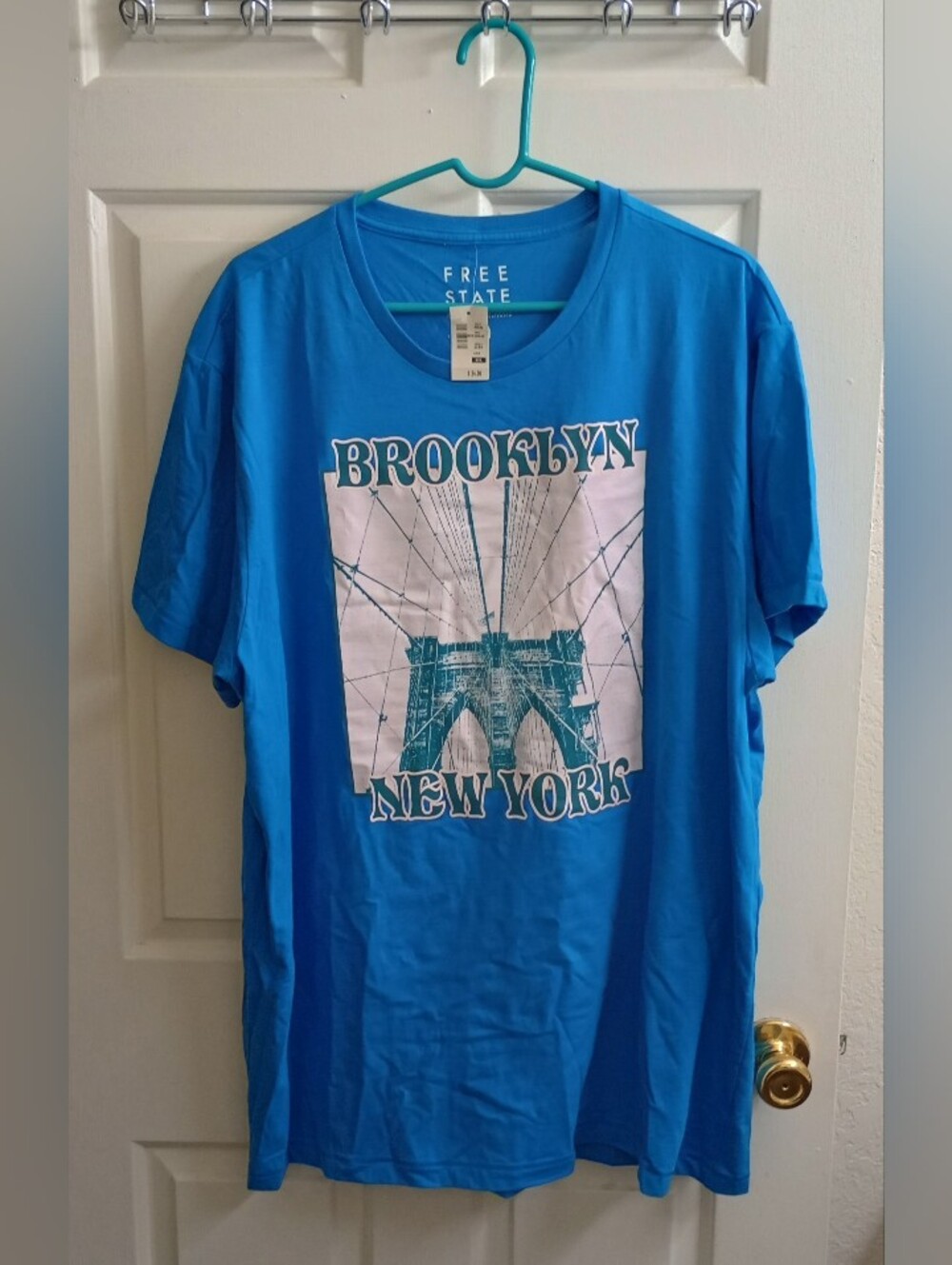 Free State Brooklyn New York Blue Men's Graphic Tee Short Sleeve 3X